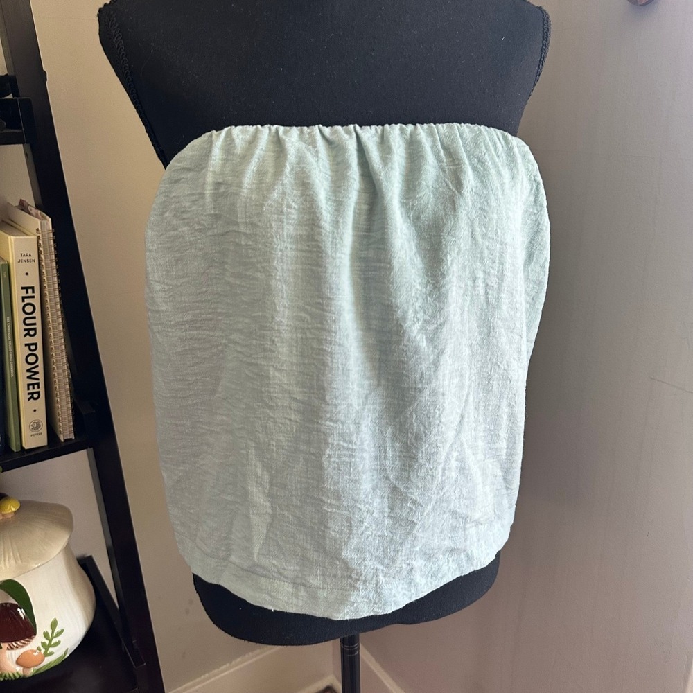 Hyfve Women Light Blue Tie Back Tube Top Strapless Textured Crop Top size Medium